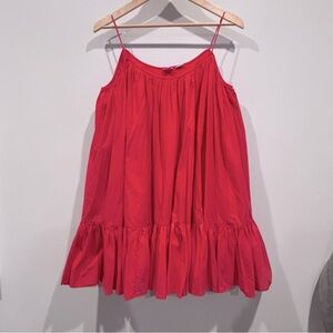 RHODE Resort Nala Red Orange Pleated‎ Flare Mini Dress Size S